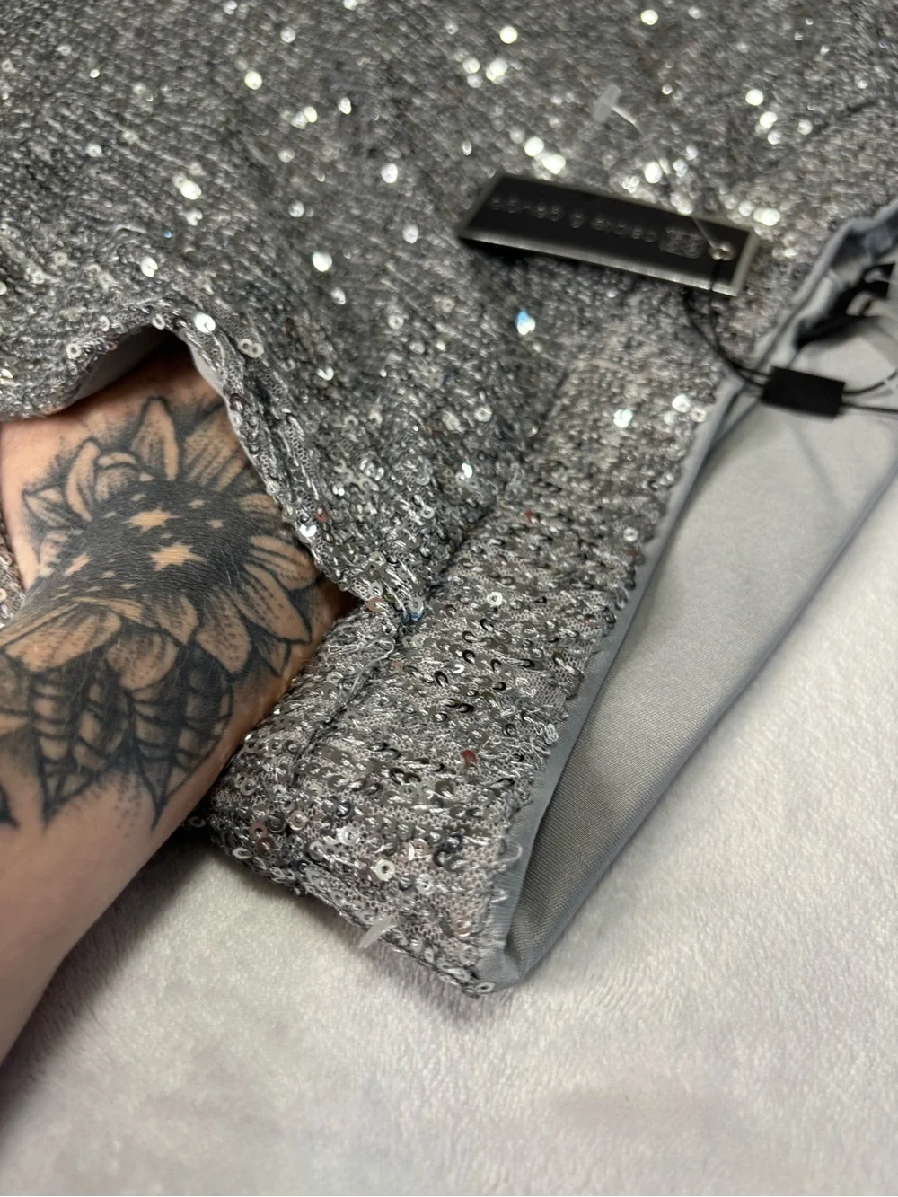 NWT Cable & Gauge Silver Sequin Wide Leg Lined Party Dress Pants Large - Picture 12 of 16